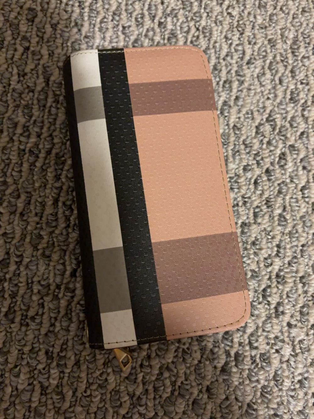 Tan Print Double Zip wallet
